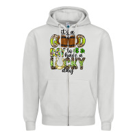 Dove Grey It's a Good Day To Have a Lucky Day Zipper Hoodie - CowhideDigitalArt