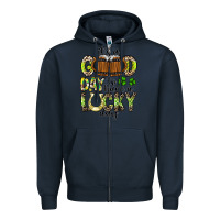 Navy It's a Good Day To Have a Lucky Day Zipper Hoodie - CowhideDigitalArt