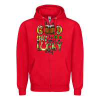 Red It's a Good Day To Have a Lucky Day Zipper Hoodie - CowhideDigitalArt
