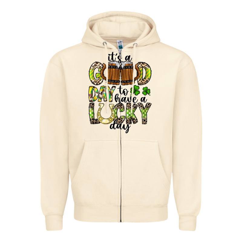 It's A Good Day To Have A Lucky Day Zipper Hoodie by CowhideDigitalArt | Teevron