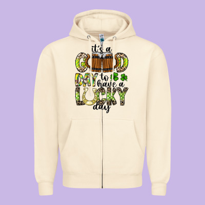 It's A Good Day To Have A Lucky Day Zipper Hoodie Designed By Cowhidedigitalart