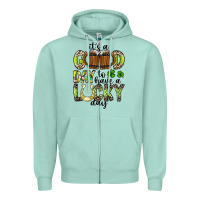 Seafoam It's a Good Day To Have a Lucky Day Zipper Hoodie - CowhideDigitalArt