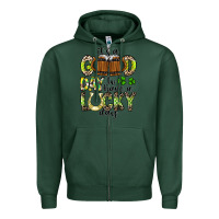Sports Green It's a Good Day To Have a Lucky Day Zipper Hoodie - CowhideDigitalArt