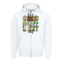 White It's a Good Day To Have a Lucky Day Zipper Hoodie - CowhideDigitalArt