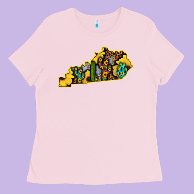Kentucky Map Western Sunflower Pattern Ladies Tee Designed By Bettercallsaul