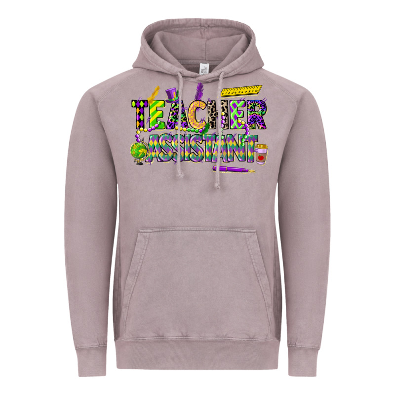 Mardi Gras Teacher Assistant Vintage Hoodie by CowGirlArtShop | Teevron