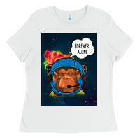 White Forever Alone, Monkey, Space, Monkey At Space, Ladies Tee - Bettercallsaul