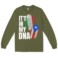 Army Green Italian And Puerto Rican DNA Mix Flag Heritage Gift Long Sleeve Tee - minhPixels