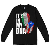 Black Italian And Puerto Rican DNA Mix Flag Heritage Gift Long Sleeve Tee - minhPixels