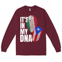 Burgundy Italian And Puerto Rican DNA Mix Flag Heritage Gift Long Sleeve Tee - minhPixels