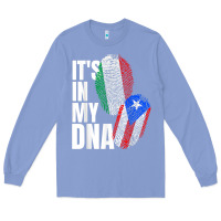 Colony Blue Italian And Puerto Rican DNA Mix Flag Heritage Gift Long Sleeve Tee - minhPixels