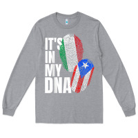 Heather Grey Italian And Puerto Rican DNA Mix Flag Heritage Gift Long Sleeve Tee - minhPixels