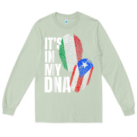 Matcha Italian And Puerto Rican DNA Mix Flag Heritage Gift Long Sleeve Tee - minhPixels