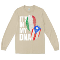 Mushroom Italian And Puerto Rican DNA Mix Flag Heritage Gift Long Sleeve Tee - minhPixels