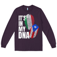 Plum Italian And Puerto Rican DNA Mix Flag Heritage Gift Long Sleeve Tee - minhPixels