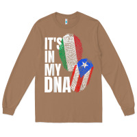 Toasted Coconut Italian And Puerto Rican DNA Mix Flag Heritage Gift Long Sleeve Tee - minhPixels