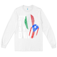 White Italian And Puerto Rican DNA Mix Flag Heritage Gift Long Sleeve Tee - minhPixels