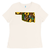 Bone Western Oklahoma Map Sunflower Pattern Ladies Tee - Bettercallsaul