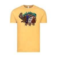 Vintage Mustard God bless the USA Eagle 4th of july Vintage Tee - HowdyJamesFarm