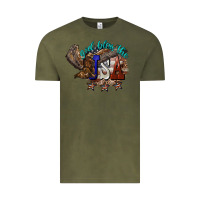 Vintage Olive God bless the USA Eagle 4th of july Vintage Tee - HowdyJamesFarm