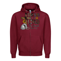 Burgundy for god so loved the world jhon Zipper Hoodie - CowhideDigitalArt