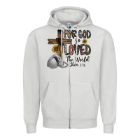 Dove Grey for god so loved the world jhon Zipper Hoodie - CowhideDigitalArt
