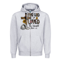 Heather Grey for god so loved the world jhon Zipper Hoodie - CowhideDigitalArt