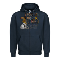 Navy for god so loved the world jhon Zipper Hoodie - CowhideDigitalArt