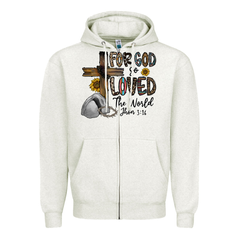 For God So Loved The World Jhon Zipper Hoodie by CowhideDigitalArt | Teevron