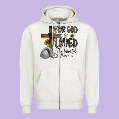 For God So Loved The World Jhon Zipper Hoodie Designed By Cowhidedigitalart