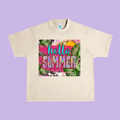 Hello Summer With Cowhide Urban Heavy Tee Designed By Tumblerdesignbyshophia