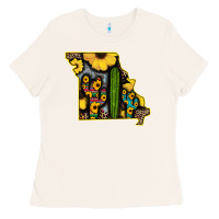 Bone Western Missouri Map Sunflower And Cactus Pattern Ladies Tee - Bettercallsaul