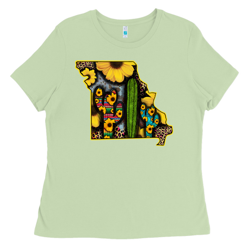 Western Missouri Map Sunflower And Cactus Pattern Ladies Tee by Bettercallsaul | Teevron
