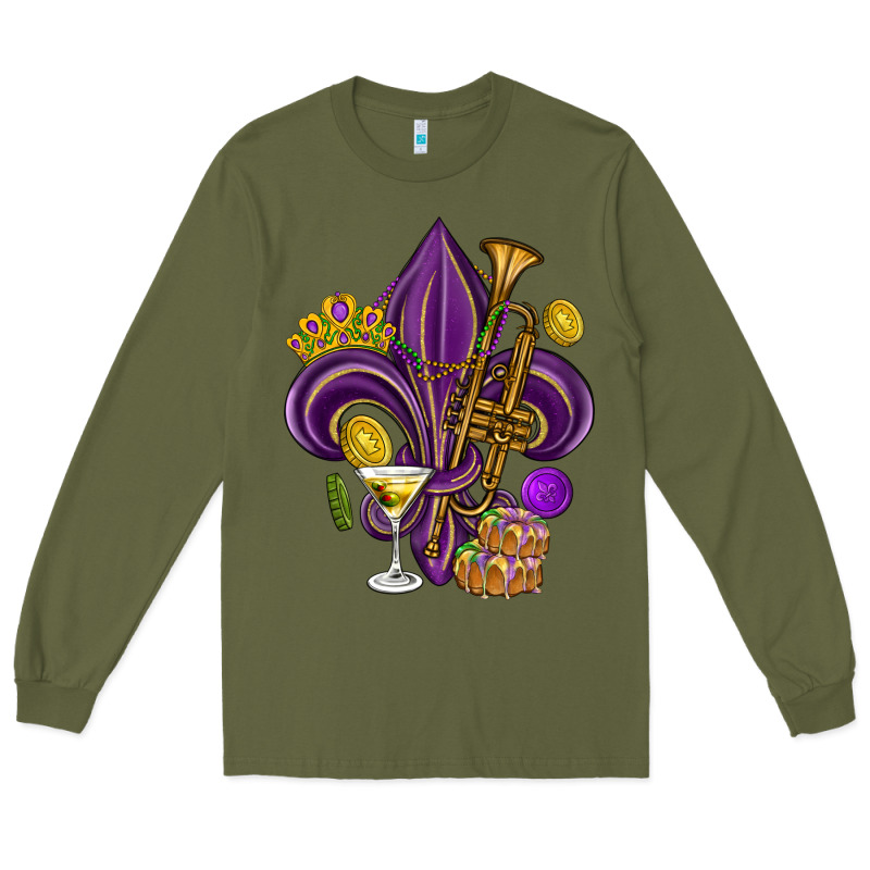 Fleur De Lis Mardi Gras Long Sleeve Tee by HowdyJamesFarm | Teevron