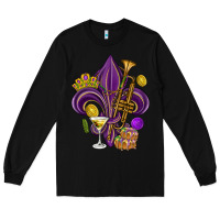 Black Fleur de lis Mardi Gras Long Sleeve Tee - HowdyJamesFarm