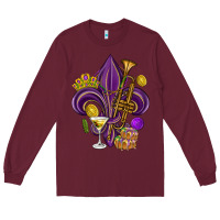 Burgundy Fleur de lis Mardi Gras Long Sleeve Tee - HowdyJamesFarm
