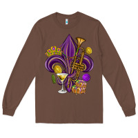 Chestnut Fleur de lis Mardi Gras Long Sleeve Tee - HowdyJamesFarm