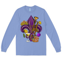 Colony Blue Fleur de lis Mardi Gras Long Sleeve Tee - HowdyJamesFarm