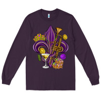 Plum Fleur de lis Mardi Gras Long Sleeve Tee - HowdyJamesFarm