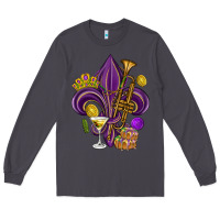 Smoke Fleur de lis Mardi Gras Long Sleeve Tee - HowdyJamesFarm