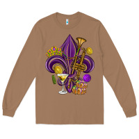 Toasted Coconut Fleur de lis Mardi Gras Long Sleeve Tee - HowdyJamesFarm