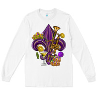 White Fleur de lis Mardi Gras Long Sleeve Tee - HowdyJamesFarm