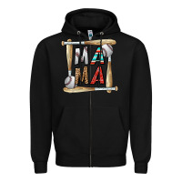 Black baseball mama Zipper Hoodie - CowhideDigitalArt