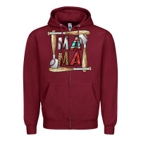Burgundy baseball mama Zipper Hoodie - CowhideDigitalArt