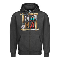Charcoal Heather baseball mama Zipper Hoodie - CowhideDigitalArt