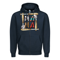 Navy baseball mama Zipper Hoodie - CowhideDigitalArt
