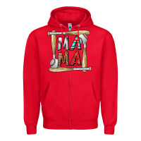 Red baseball mama Zipper Hoodie - CowhideDigitalArt