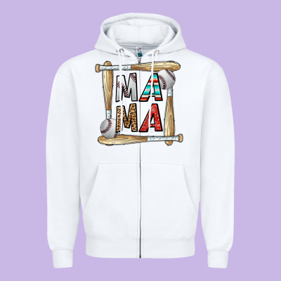 Baseball Mama Zipper Hoodie Designed By Cowhidedigitalart