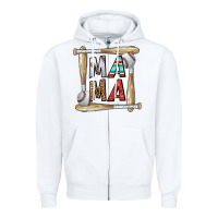 White baseball mama Zipper Hoodie - CowhideDigitalArt