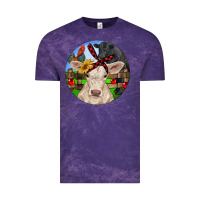 Cloud Purple Christmas Charolais Calf Black Angus Bull And Roos Vintage Tee - RanaPortraitStore